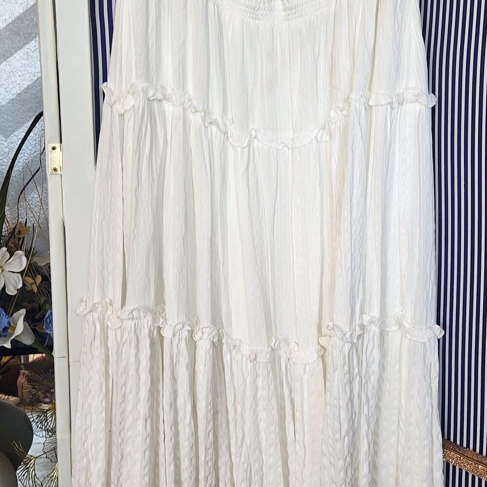 Tommy Hilfiger White Tiered- Ruffled Maxi Dress Size 14 - Picture 3 of 9